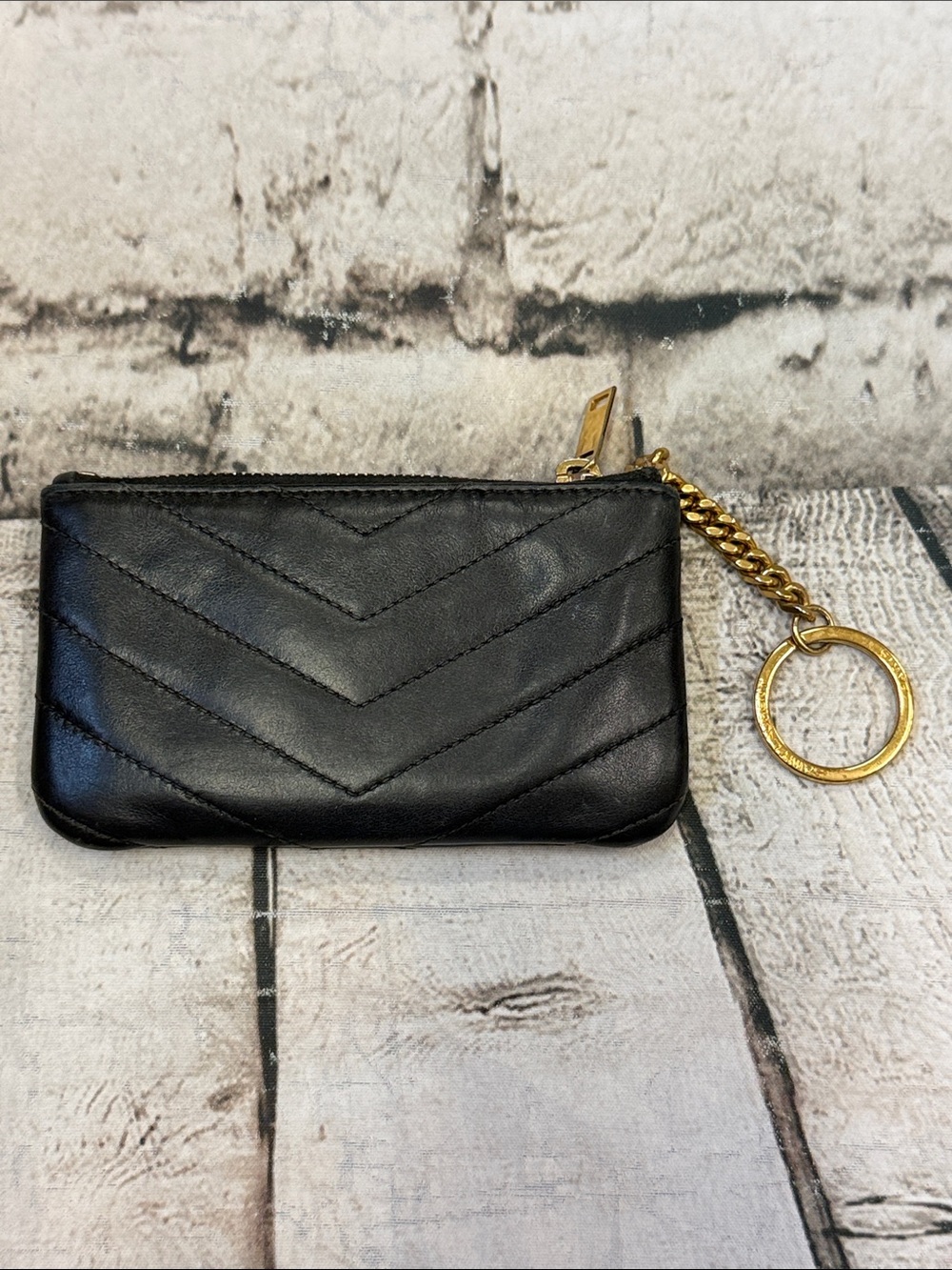 YSL Yves Saint Laurent Black Leather Key Pouch Mini Wallet - Picture 4 of 16